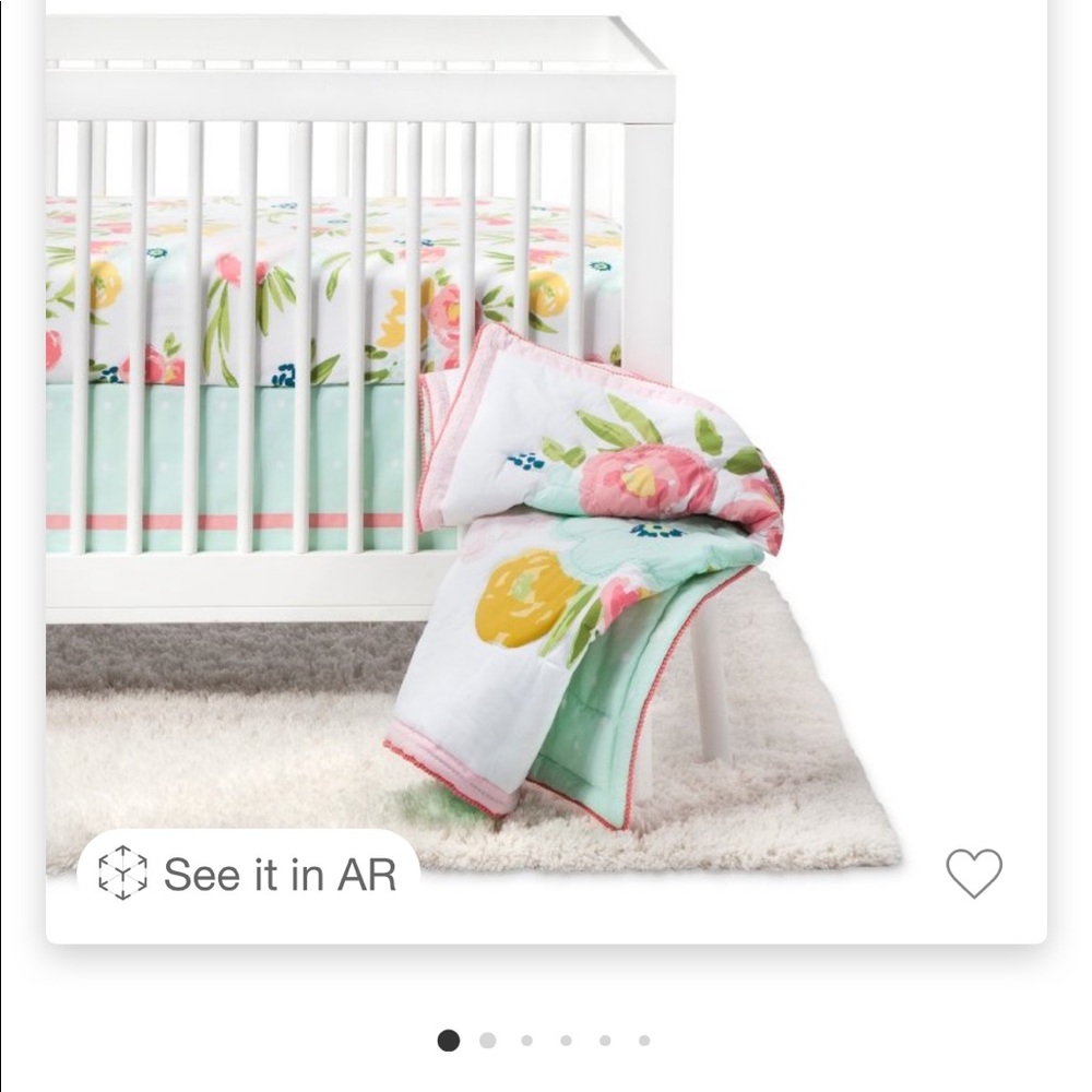 Cloud Island Floral Field four piece crib set.